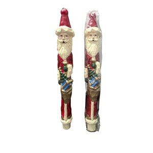 Two Vintage Santa Claus Christmas Tall Candles